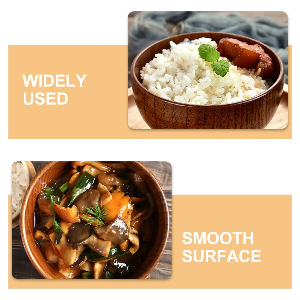 

2pcs Jujube Wood Bowl Smooth Wooden Serving Bowl For Soup Salad Rice Noodles Fruit Bowls Kitchen Dining Serving Bowls