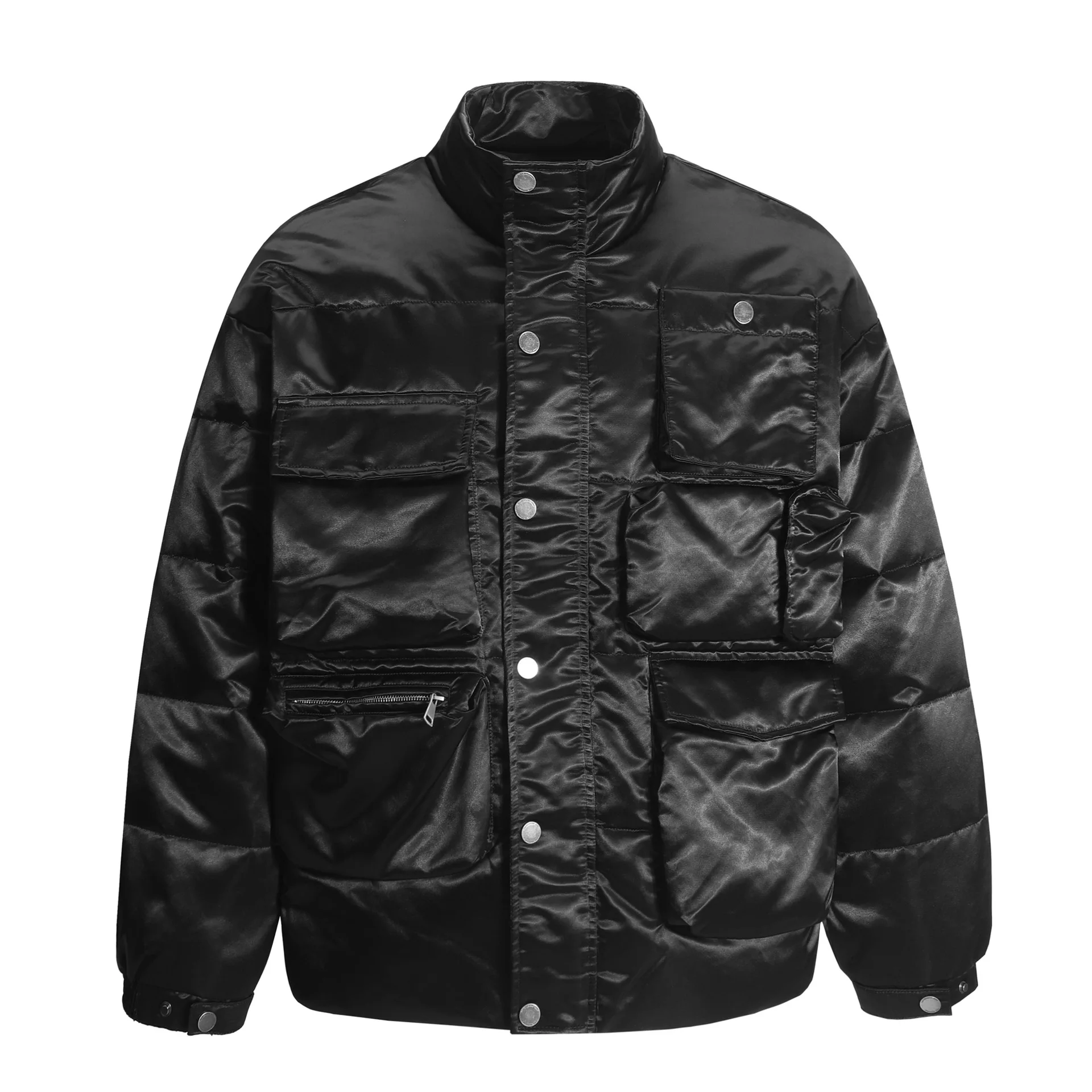 Winter Thickened 90 Duck Down Jacket Men's Retro Japanese Style Stand Collar Workwear Coat Warm Windproof Nylon Polyester