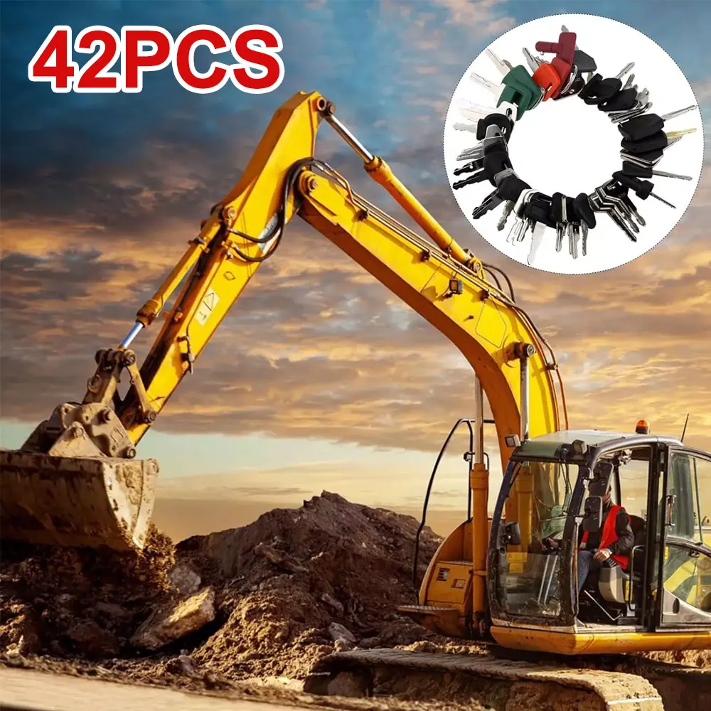 42pcs construction machinery key set+2pcs wire ring+2pcs small key ring