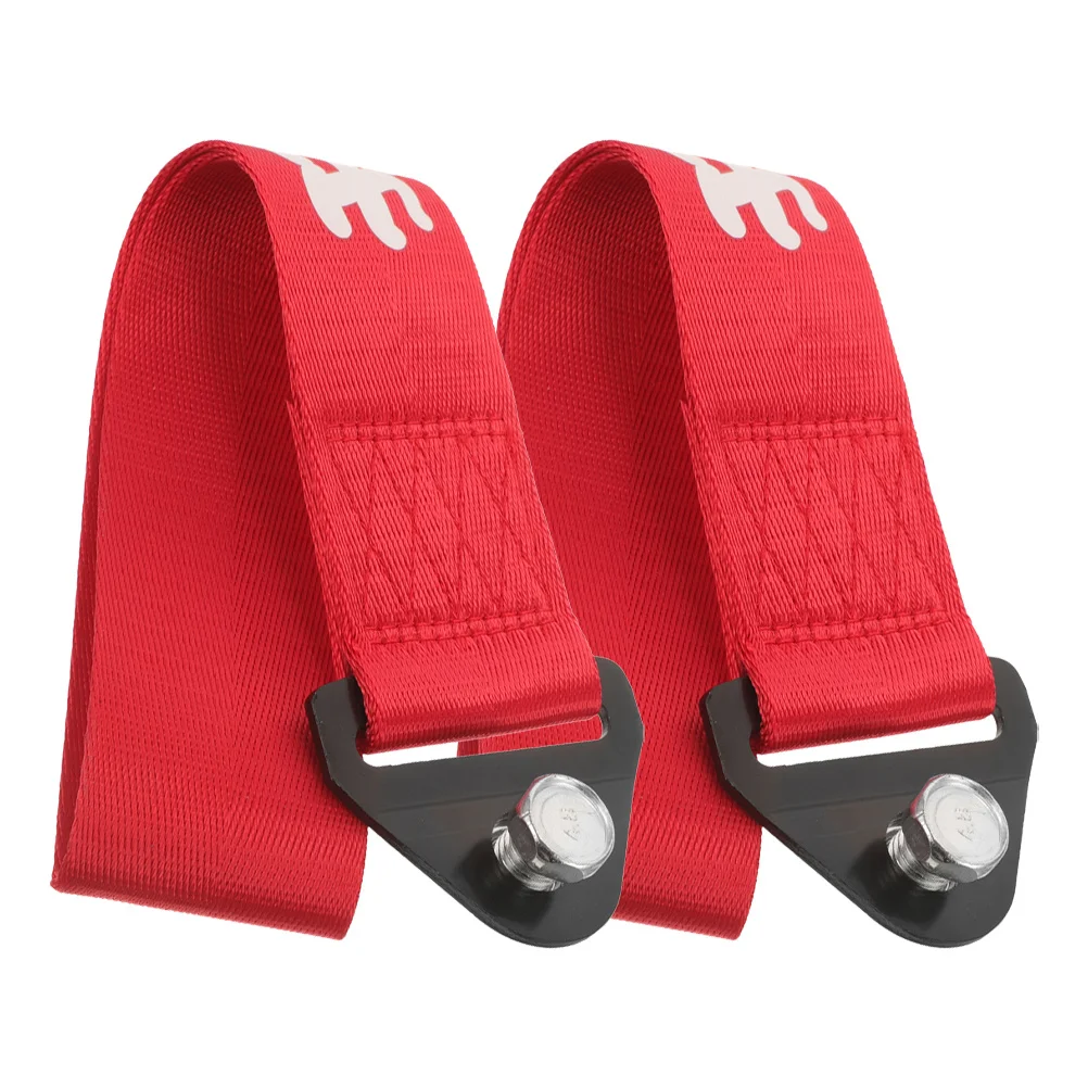 

2Pcs Universal Car Towing Strap Heavy Duty Racing Tow Rope Reinforced Loops Front Rear Bumper Polyester Webbing Emergency