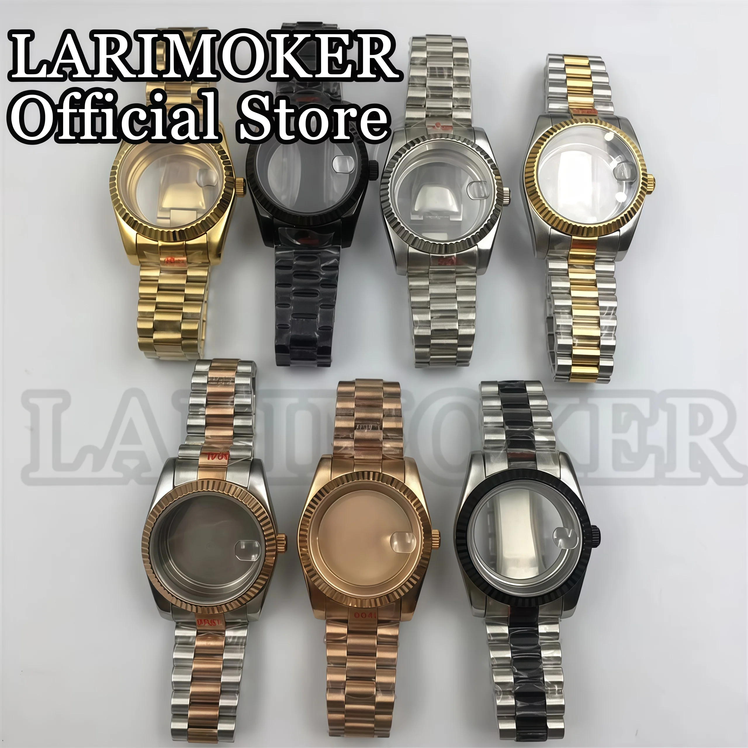 

LARIMOKER Fluted Curved 36MM/39MM Waterproof Presidential Bracelet Sapphire Watch Case For NH35 NH36 ETA2824 PT5000 Movement