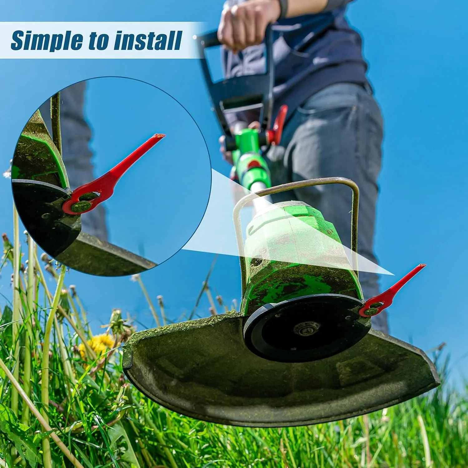 100PCS Plastic Trimmer Blades Replacement Mowing Grass Trimmer Nylon Blades Compatible with PolyCut 2-2 3-2 FSA 45 57 FSE 52
