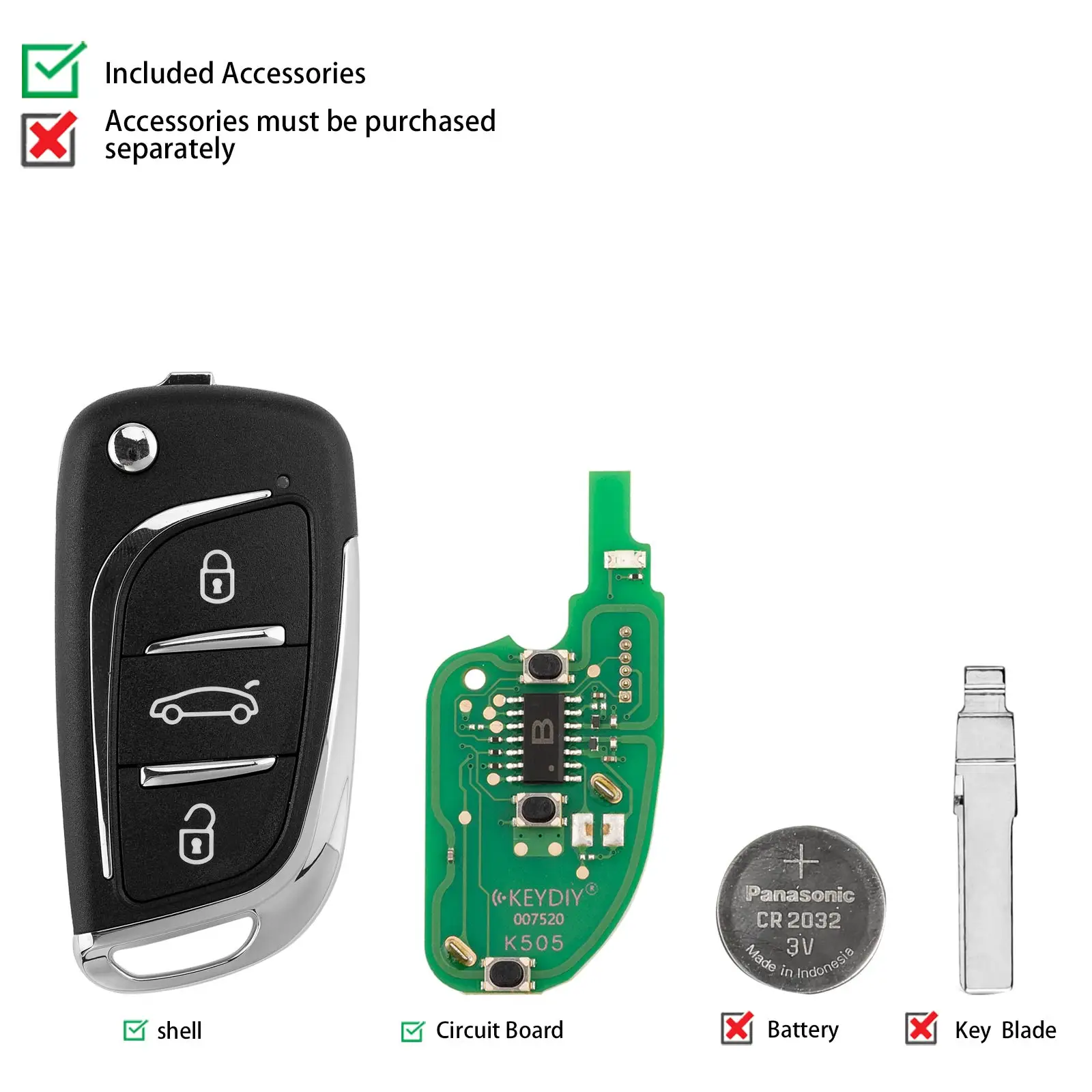 KEYDIY KD B11-3 (New) Universal Flip Remote Key 3 Buttons B Series