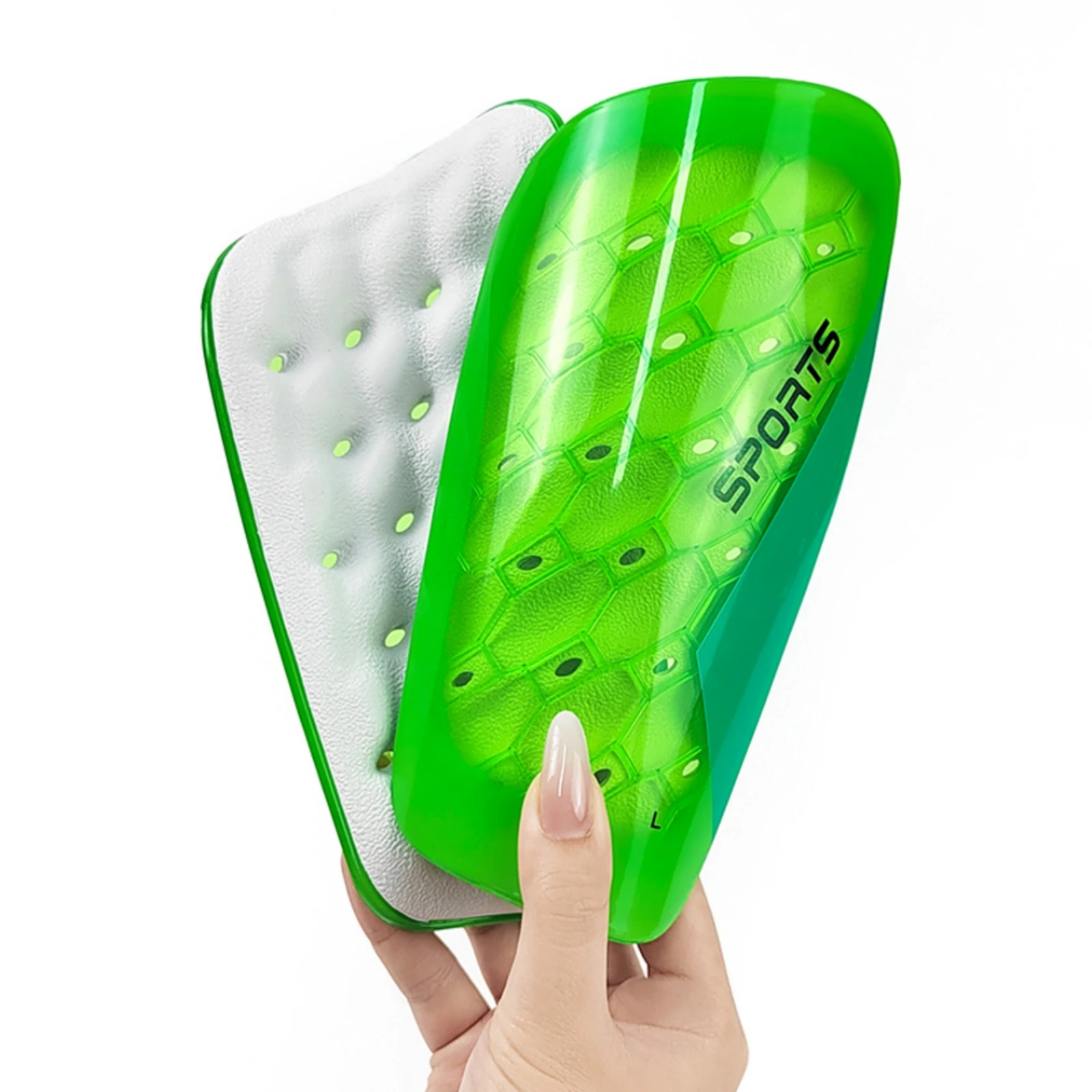 Soccer Shin Guards Translucent Shell Football Shin Guards Leg Guard Breathable Safeguarding Pad Secure Fit view 4