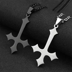 Silver Color Jesus Cross Pendant Necklace For Women Men Stainless Steel Simple Christian Choker Chain Jewelry Hip Hop Party Gift