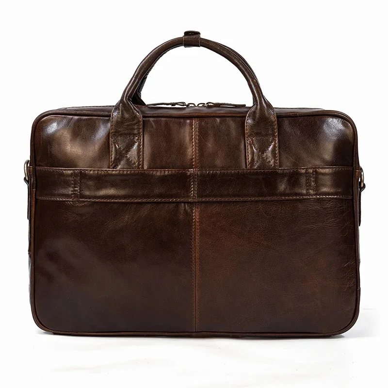 Retro Genuine Leather Briefcase for Men, 15.6