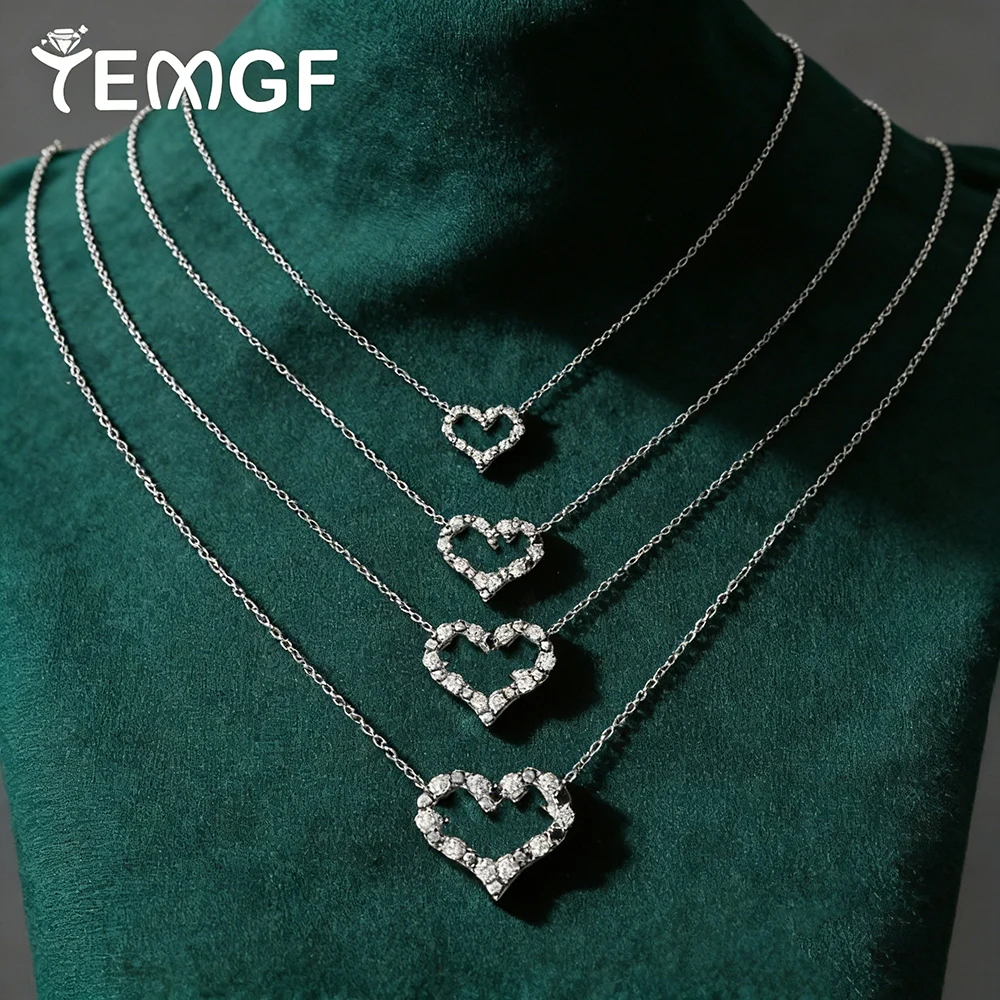 

Ожерелье TEMGF с муассанитом, серебряная цепочка 925, подвеска «Любовь» для очаровательных женщин, элегантные модные ювелирные изделия, романтические подарки для пар