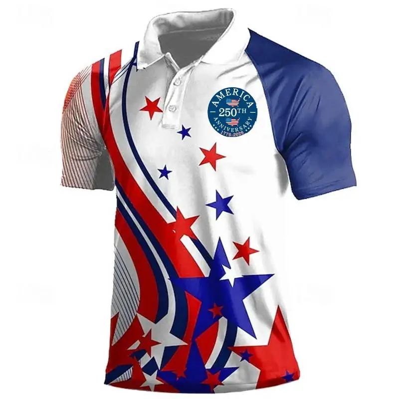 Children's, Men's, And Women's 250th Anniversary Polo Shirts, Star Spangled Banner Commemorative 3D Printed Multiple Loose Tops
