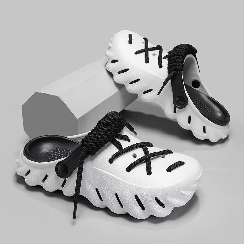 New 2025 Fashion Men's Outdoor Sandals Summer Beach Shoes Thick Bottom Hollow-Out EVA Breathable Slip-On Water Slippers Couples
