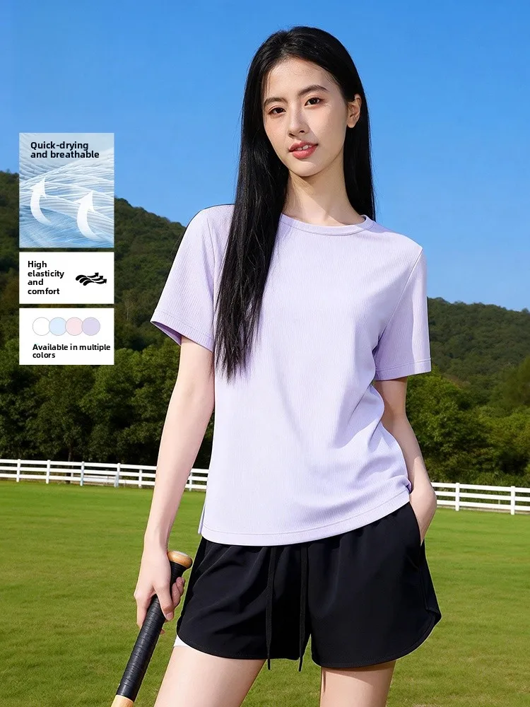 

Спортивный комплект Jeanswest Quick Dry для женщин: летний новый велосипедный костюм с защитой от солнца, футболка с коротким рукавом и шорты, повседневный комплект из двух предметов