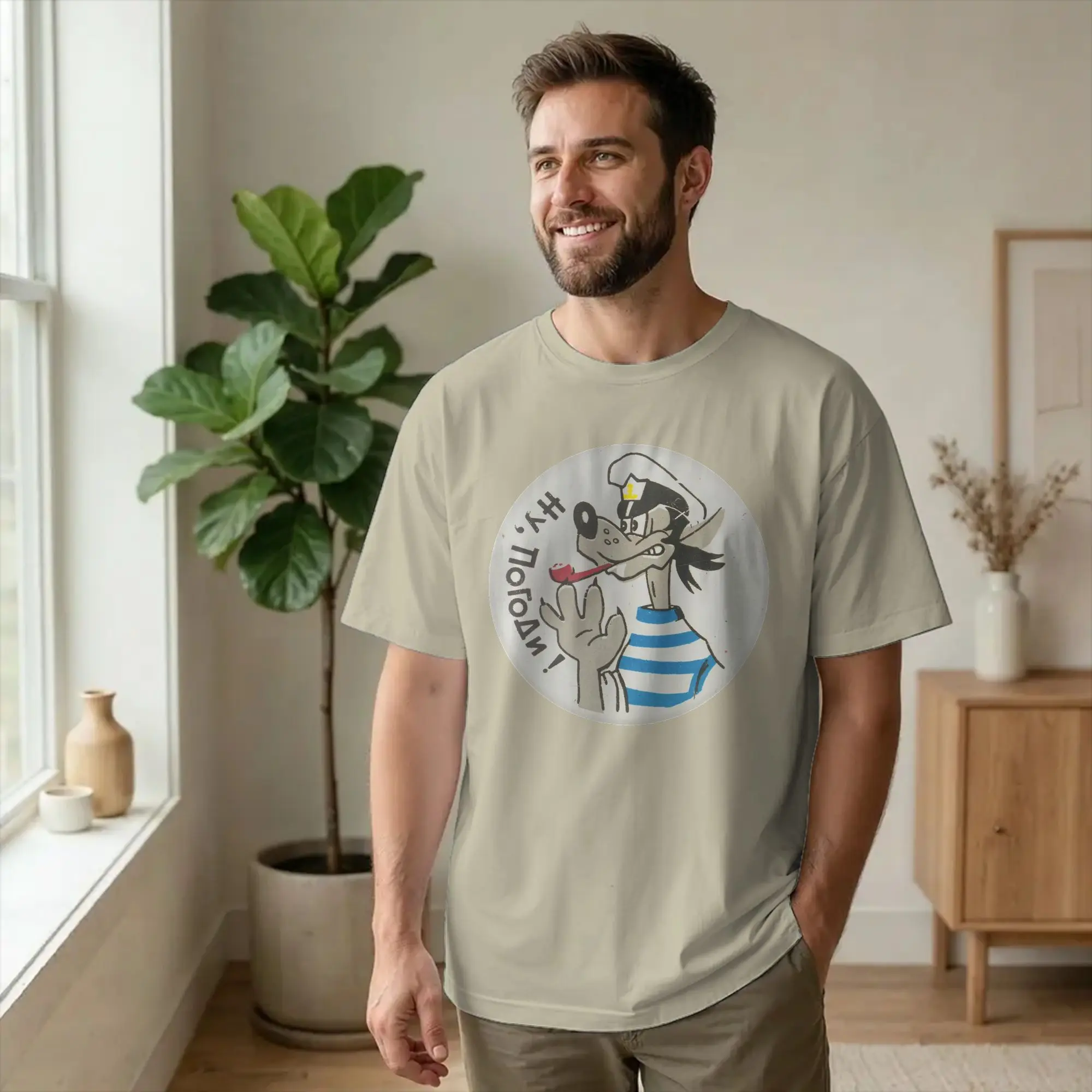 Retro Nu Pogodi Wolf T Shirt Men Cotton Short Sleeve 80s Russian Soviet Cartoon Volk Crewneck Summer Top Tee
