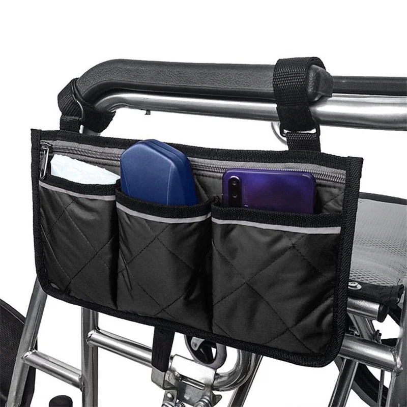 Wheelchair Side Bag for Back Wheelchair Storage Bag Pouch Fits Most Bed Rail Scooters Walker Power & Manual Electric Wheelchair