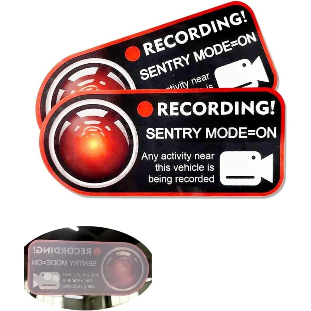 2PCS Sentry Mode Sticker for Tesla Model Y 3 S X Warning Decals Back Window Decal Stickers Car Camera Record Window Stickers