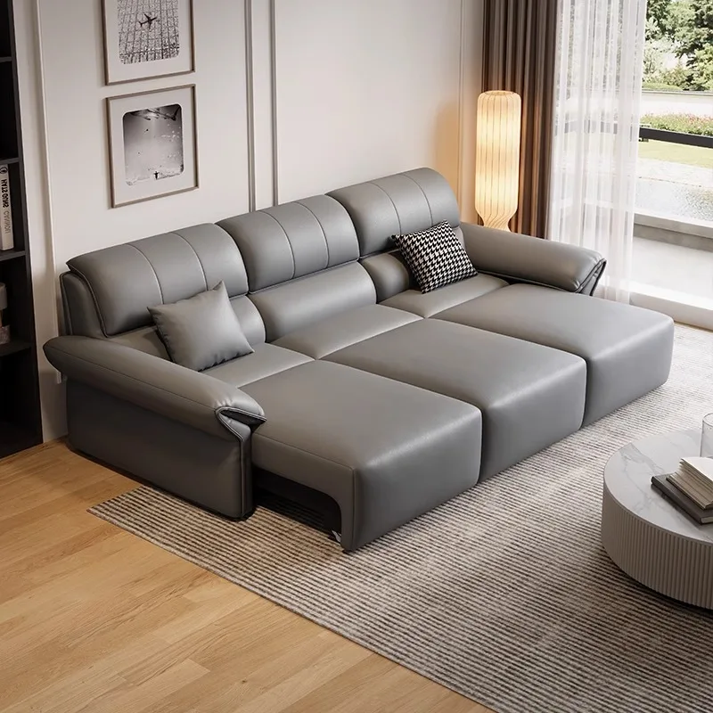 

Modern Leather Recliner Sofas Luxury Italian Designer Floor Lounge Sofa 3 Seater Divano Soggiorno Multifunzione Home Furniture