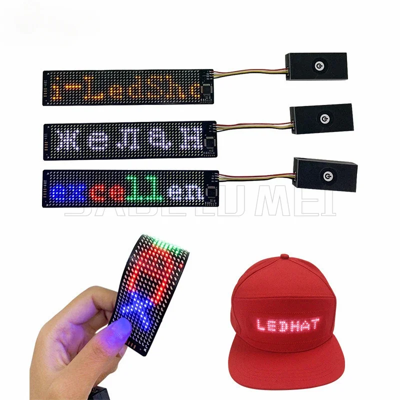 Programmable Flexible LED Module Phone App Battery Control Soft Thin Display Screen For Hat Bag T-Shirt Face Mask DIY Bluetooth