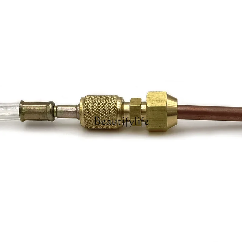 ثلاجة NN منفذ فلوريد بدون لحام، صمام الفريزر أحادي الاتجاه، منفذ العملية 6 مم وصلة توسيع الأنابيب النحاسية، فوهة سائلة