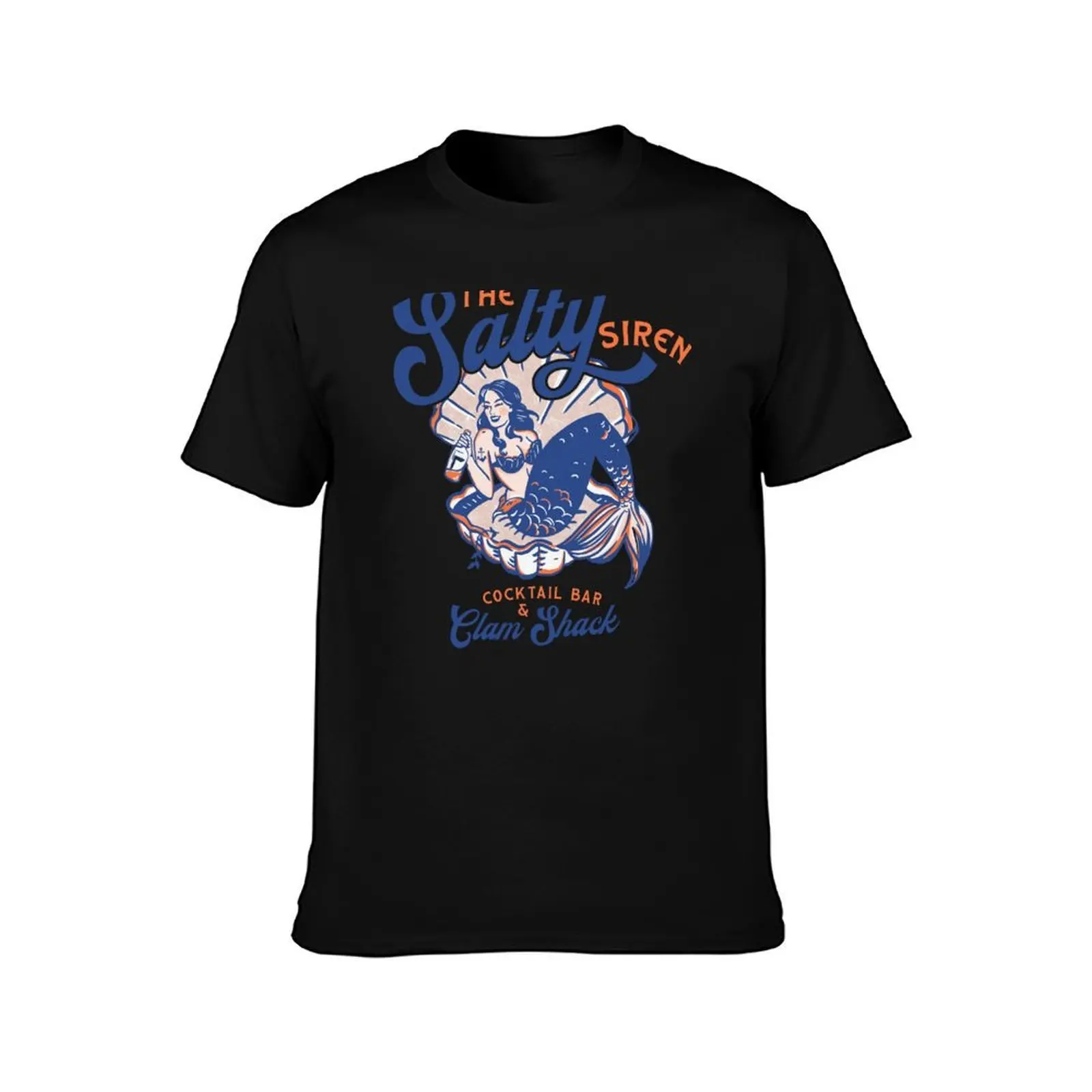 The Salty Siren Cocktail Bar & Clam Shack. Cute Retro Mermaid Travel Art T-Shirt, Summer Casual Cotton Tee, Unisex Men Women