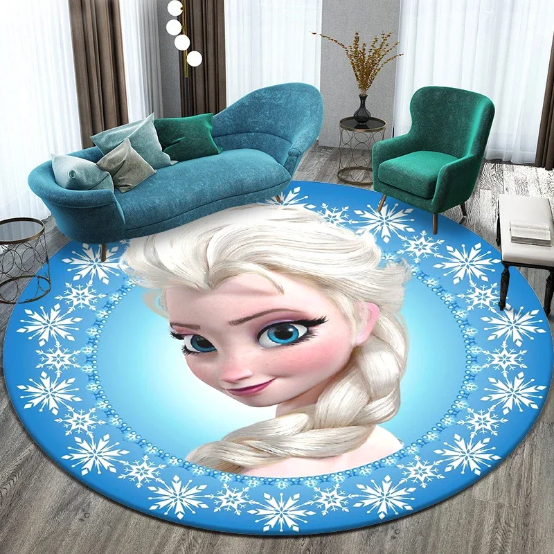 

Frozen Elsa Princess HD Printed Round Carpet for Living Room Rugs Camping Picnic Mats Flannel Anti-Slip Rug Yoga Mat Gift