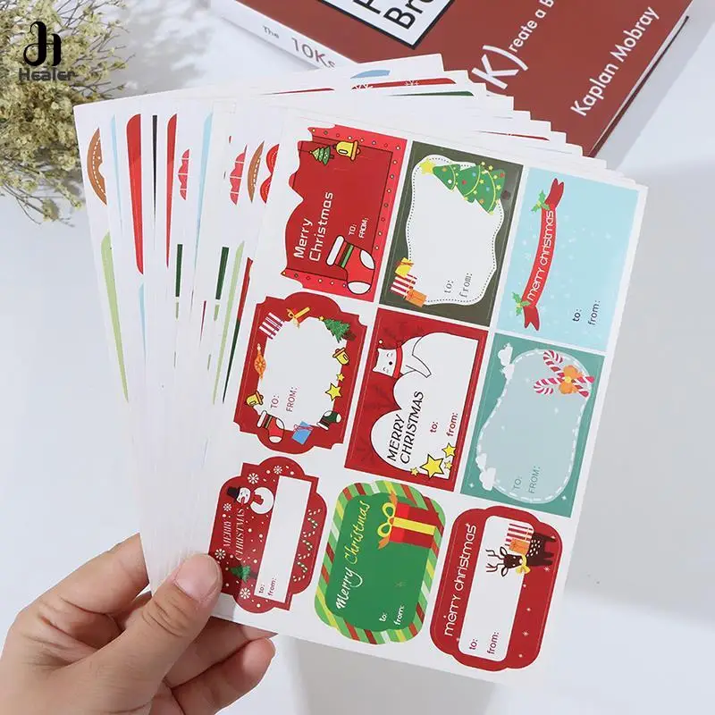 108Pcs/12Sheets Christmas Stickers Packaging Sealing Labels Baking Gift Decor