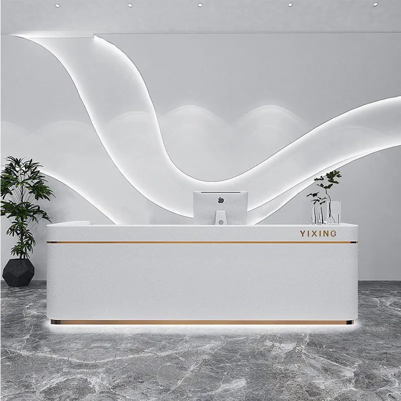 

Простой стиль, красота, стойки регистрации, одежда, маленькие современные стойки регистрации, роскошный дугообразный бар, офисная мебель, рецепт ZY40JDT