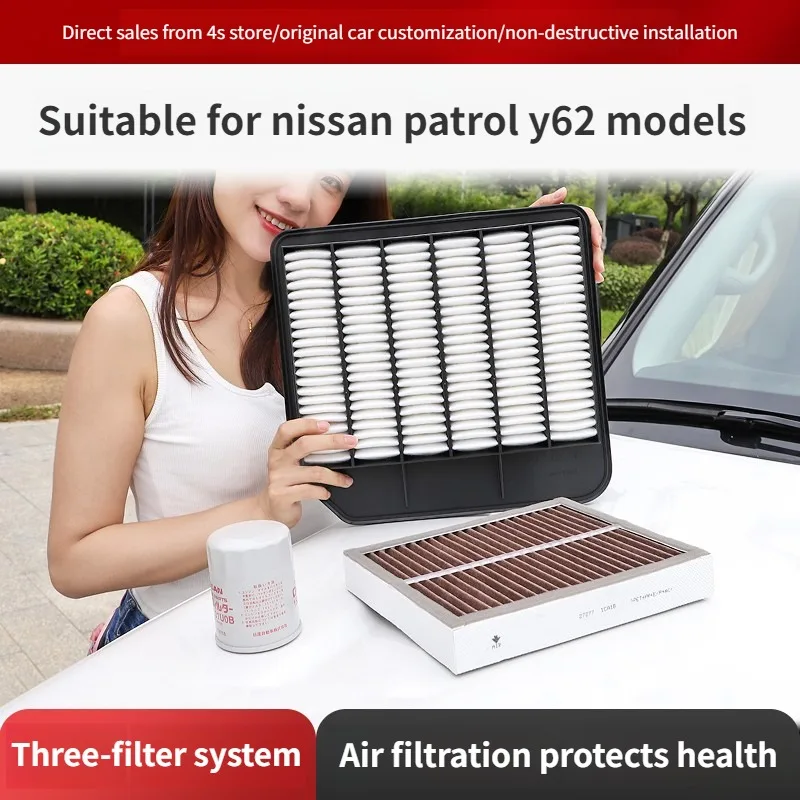 

For Patrol Y62 Maintenance Filter Kit - Activated Carbon Cabin Filter, Engine Air Filter & Oil Filter Modification Parts