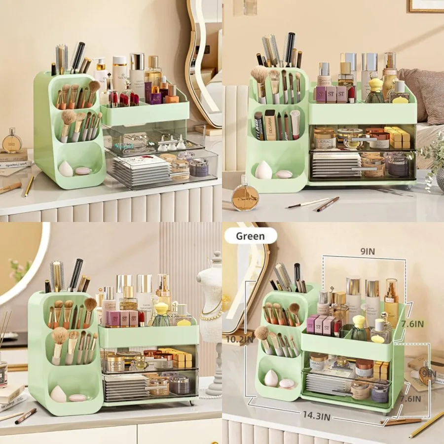 

Makeup Organizer with Drawers, Capacity Countertop Organizer for Vanity, Bathroom and Bedroom Desk Cosmetics Organizer, Easy To