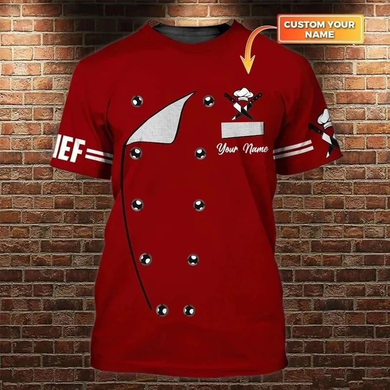 1 Piece Custom Your Picture Chef Job Customization Summer Men'S T-Shirt Personalized Name 3D Printing Neutral Top Casual Customi