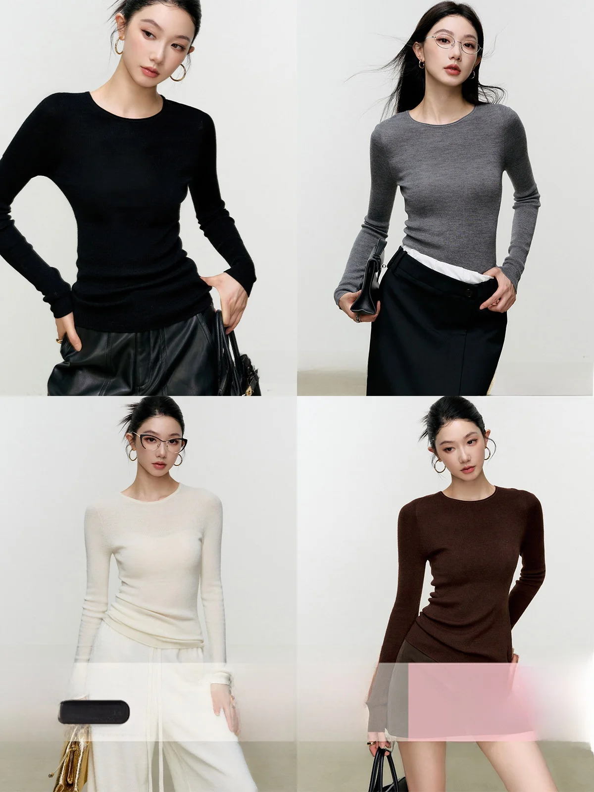 

Sl One-Piece Knitted Woolen Base irt for Women Autumn Season Yangzi Yarn Knitwear Faionable Slim Fit round Ne Lon...