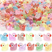100PCS Glitter Mini Resin Ducks 10 Colors Little Duck Figures for DIY Garden Micro Landscape Aquarium Potted Dollhouse