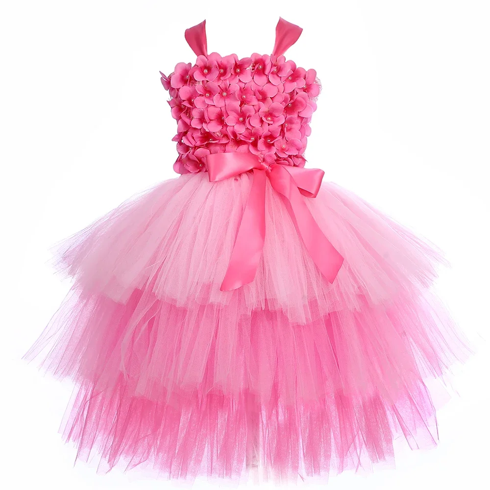 

Hydrangea Flower Girls Fairy Tutu Dress Pink Tulle Flower Girl Dresses for Kids Wedding Birthday Party Costume Children Clothing