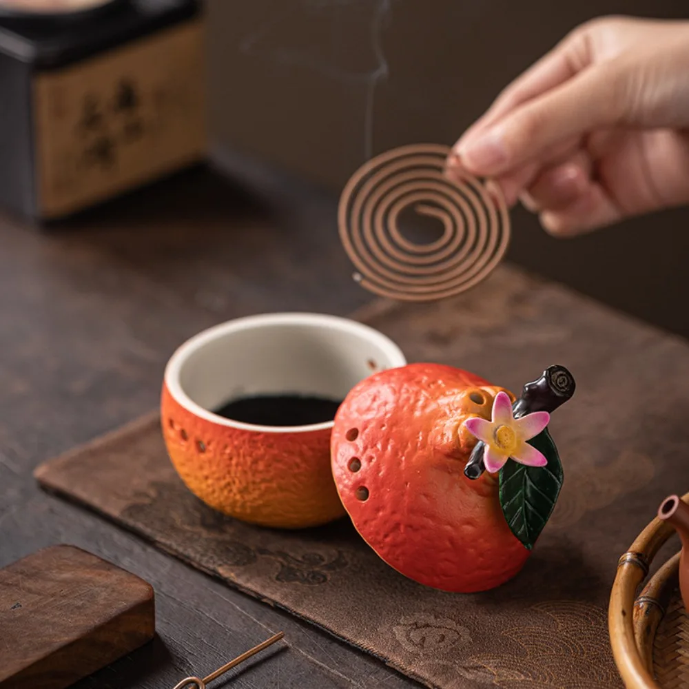 

Exquisite Ceramic Incense Burners Portable Decorative Fruit Shaped Incense Burners Mini Handcrafted Meditation Incense Burners