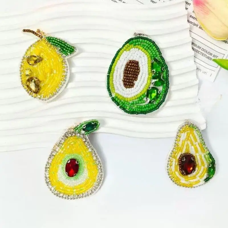 Watermelon Pineapple Fruit Sequins Rhinestones Beaded Brooch Appliques Patches Vintage Fashion Decor Handmade Beads Patches