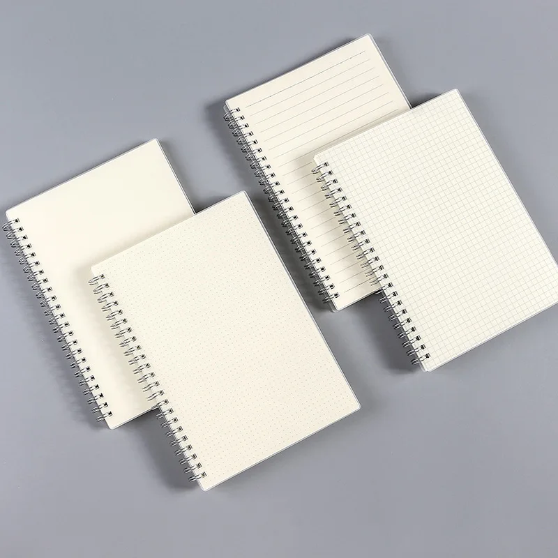 Cuaderno de espiral A5 A6 B5 para hacer bocetos, diario de papel de cuadrícula en blanco con puntos forrados, suministros escolares, papelería