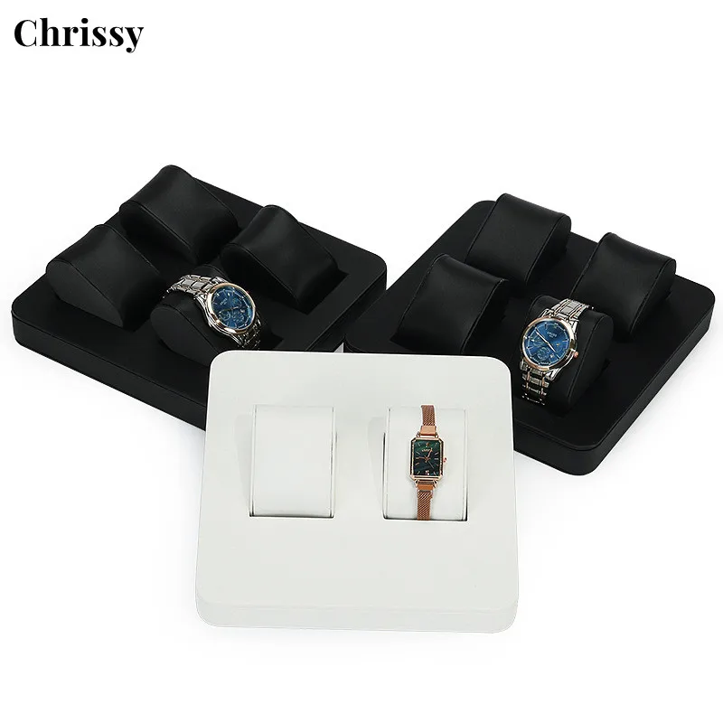 

2/4/6 Slot Watch Organizer PU Black White Watches Display Stand Bracelet Bangle Handcrafted Display Case
