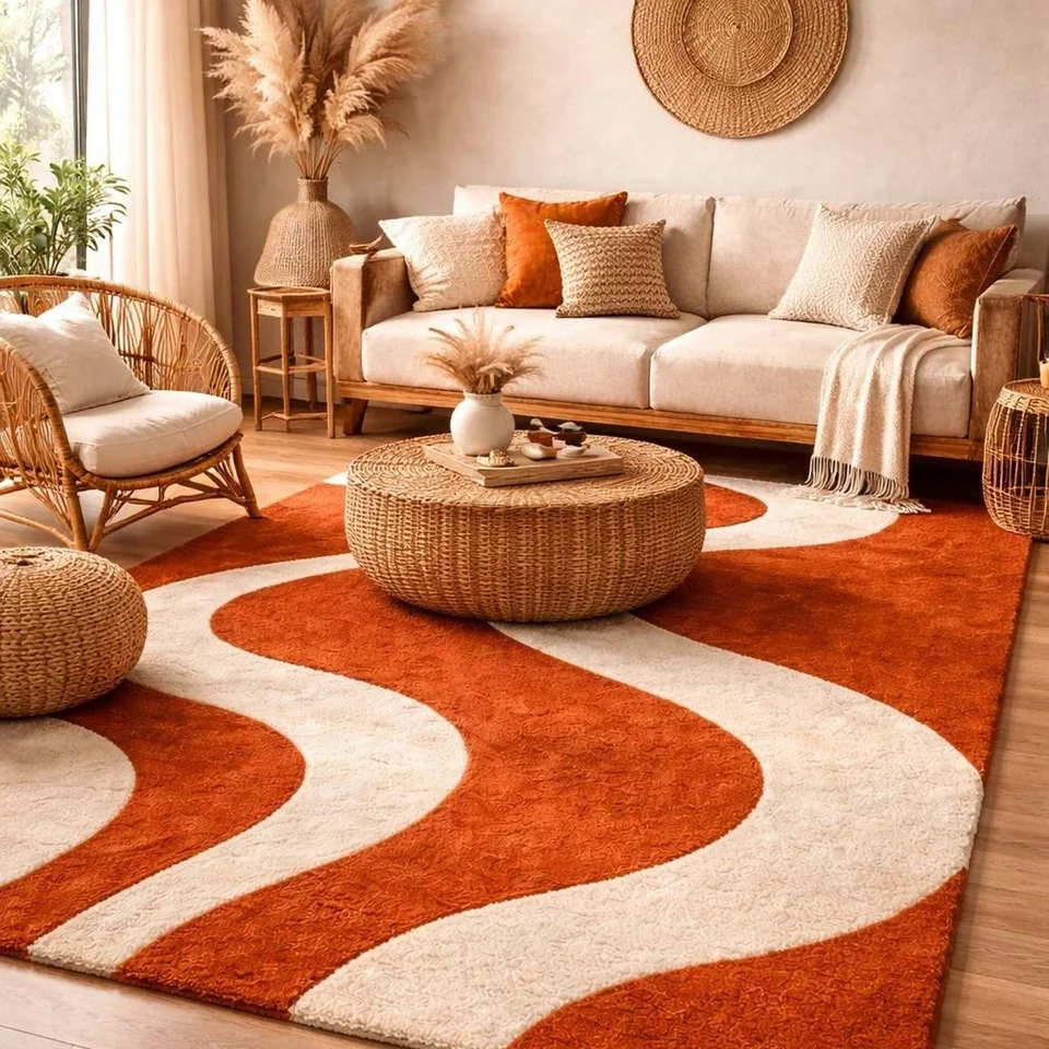 Mid Century Modern Wool Carpet for Living Room