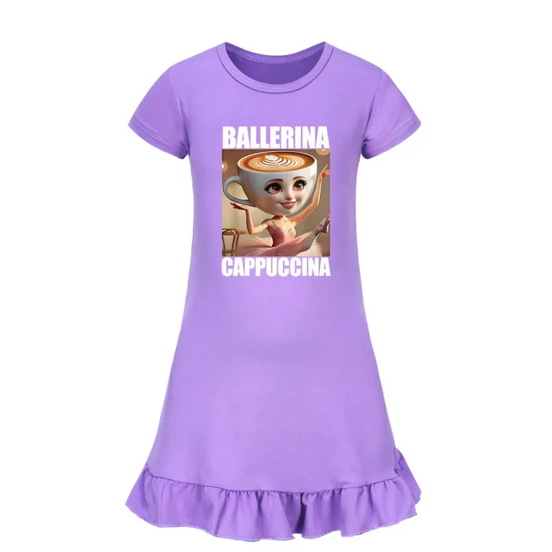 الصيف فتاة لطيف راقصة الباليه كابتشينا ثوب النوم الاطفال الكرتون تونغ الصحور منامة فستان لفتاة في سن المراهقة فستان سهرة فستان نوم الطفل #6