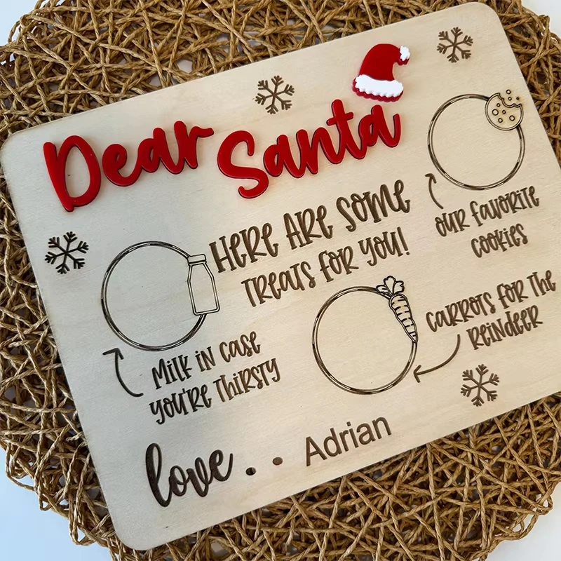 شخصية عشية عيد الميلاد سانتا كلوز صينية الوجبات الخفيفة كوكيز عيد الميلاد وصينية الحليب لوحة خشبية عشية عيد الميلاد هدية الأسرة