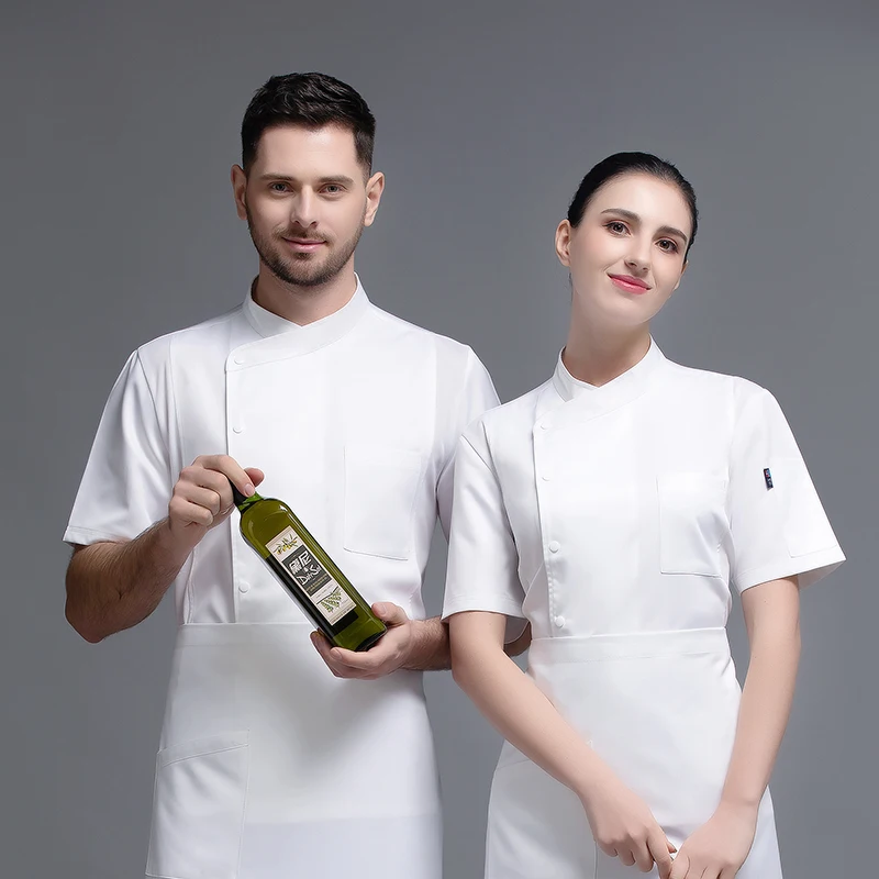 Chef Uniform męska kurtka gotowanie ubrania kuchnia koszula kelnerka usługi gastronomiczne Hotel Fast Food gorący kociołek cukiernia płaszcz własne Logo