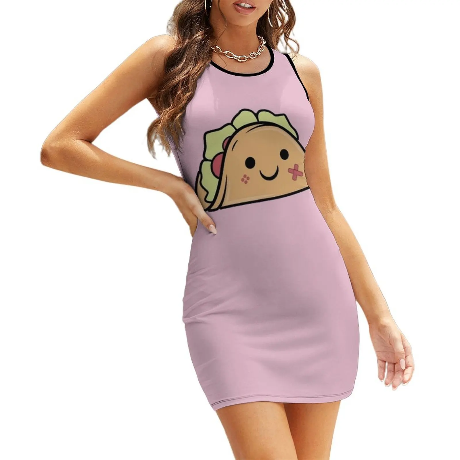 

Twenty4tim - Smiling Taco Artwork Sleeveless Sundress dresses for womens 2025 dress for women