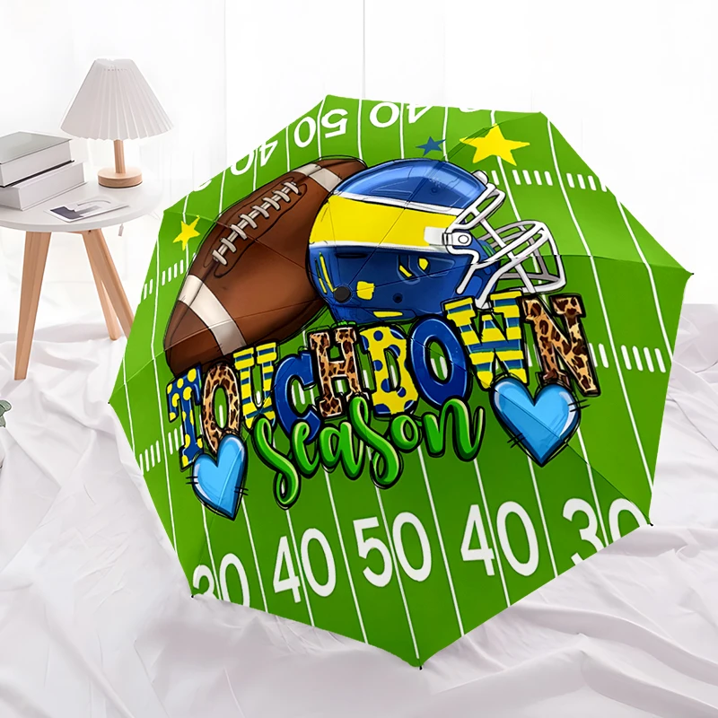 Ball Sports Design Folding Umbrella - Fashionable Auto-Open Design 8 Iron Ribs Plastic Handle Foldable Sunshade，Perfect Gifts