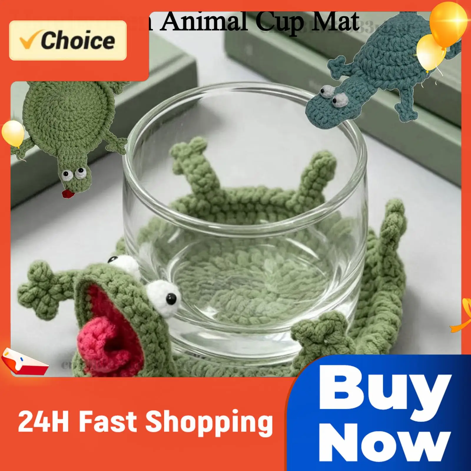 Finished Handwoven Animal Cup Coaster Creative Crochet Coffee Cup Mat Protect Desktop Decorative Drink Mug Rug Funny Desk Decor