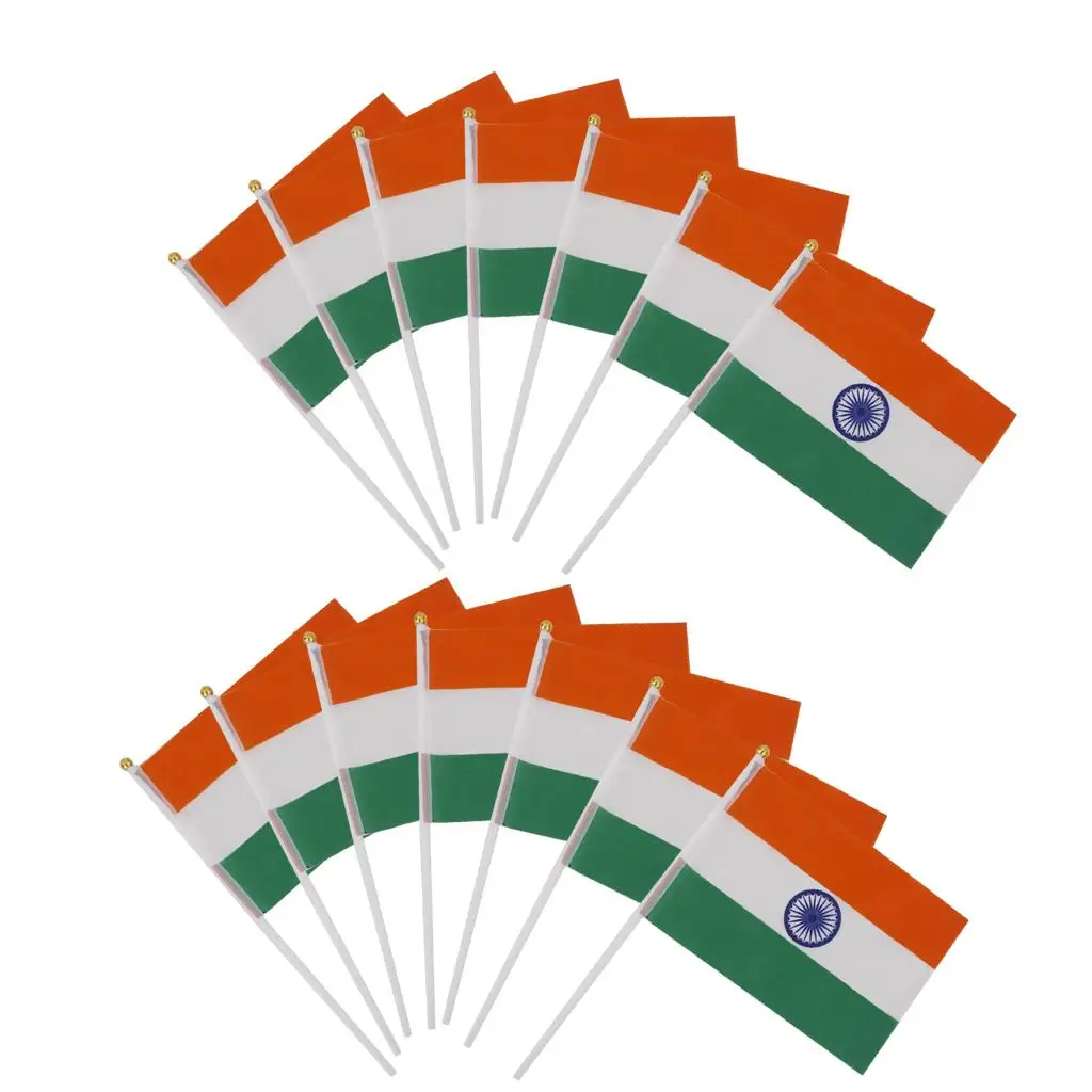 Hand Waving India Flags Polyester Small Flag for Children’s Outdoor Events Torch Relay Decorations