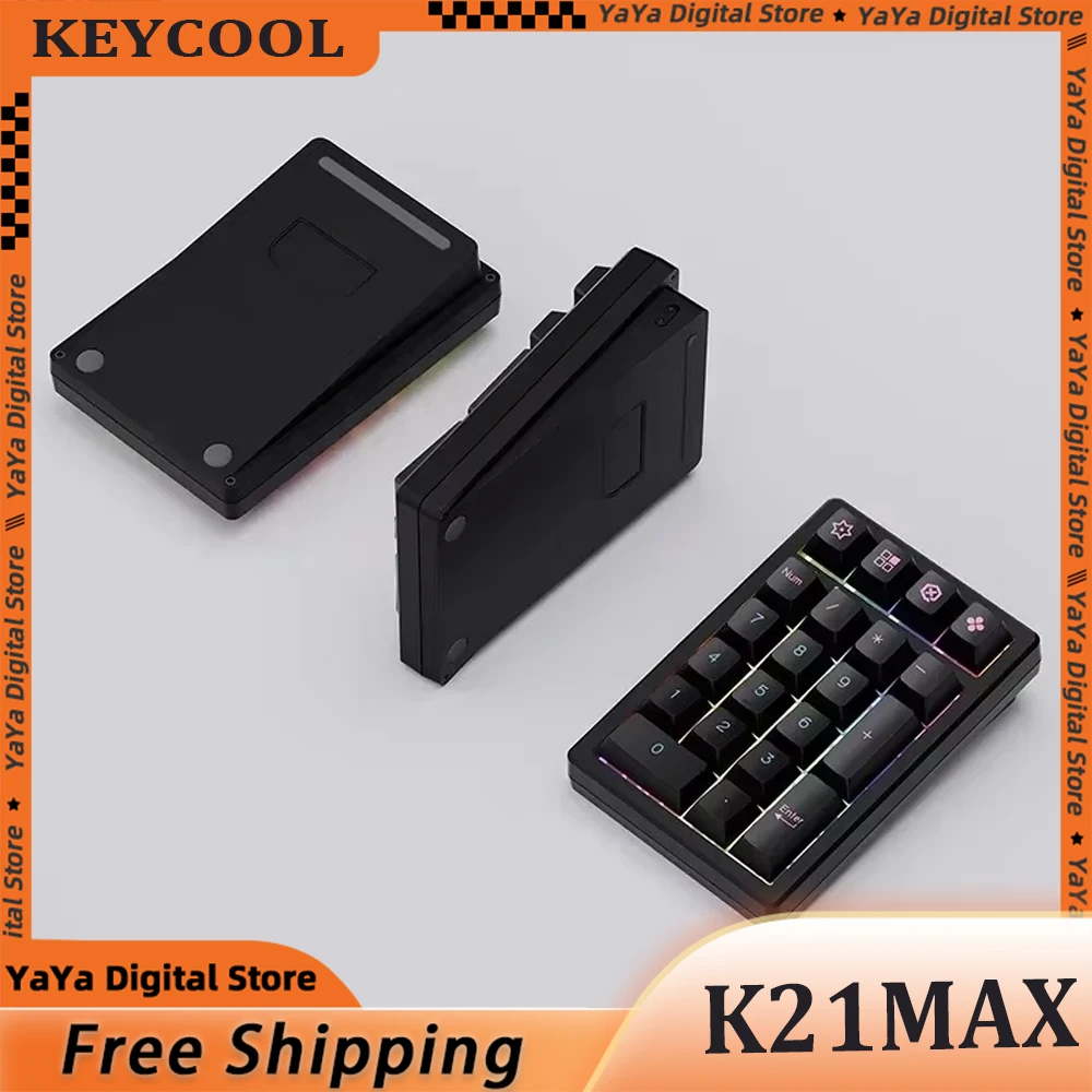 

Keycool K21MAX Mini Aluminum Alloy Mechanical Keyboard Wireless Three Mode Numpad Keyboard RGB Hot Swap PBT Keycap Office Gifts