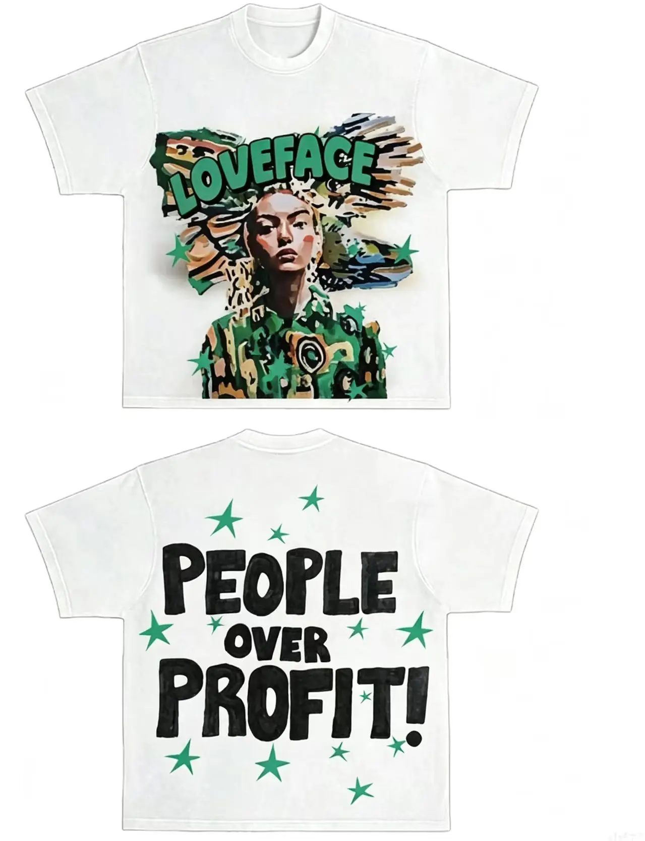 Retro Portrait Graffiti T Shirt Men Women  Letter Print Tee, Hip Hop Streetwear Crew Neck Loose Summer Casual Short Sleeve Top
