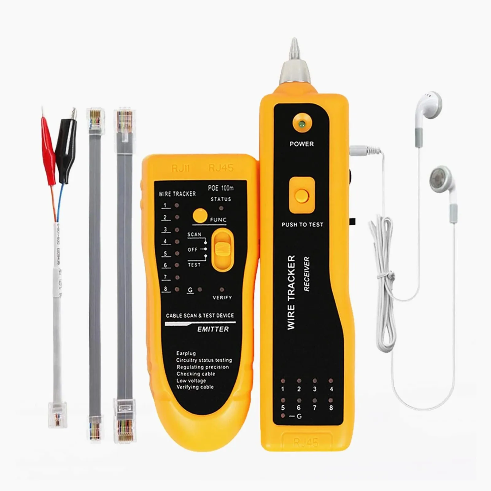 Imagem -04 - Woeow Network Tool Kit Rj45 Crimp Tool Passe Através Crimper Wire Tracker Punch Down Tool Stripper Cortador Conectores Cat6