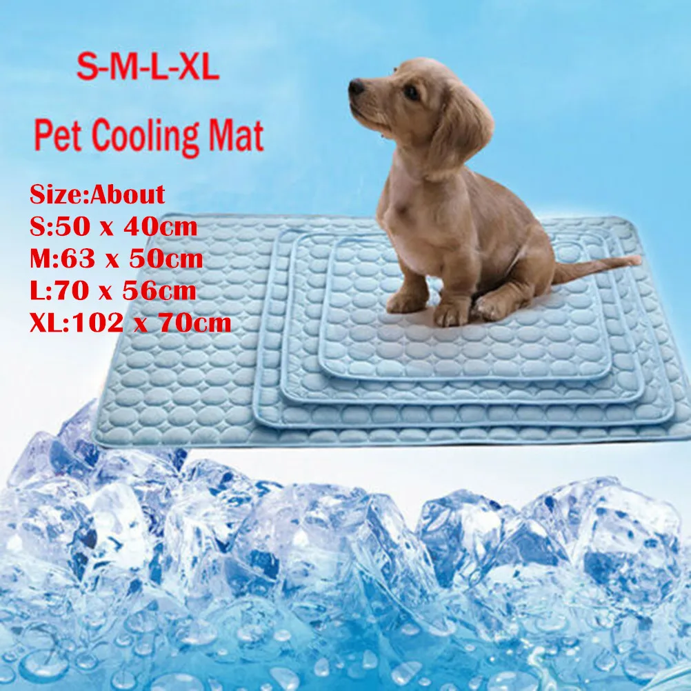 

Pet Cooling Mat Breathable Bed Summer Blanket Rest Pad Self Dog Outdoor Ice Silk