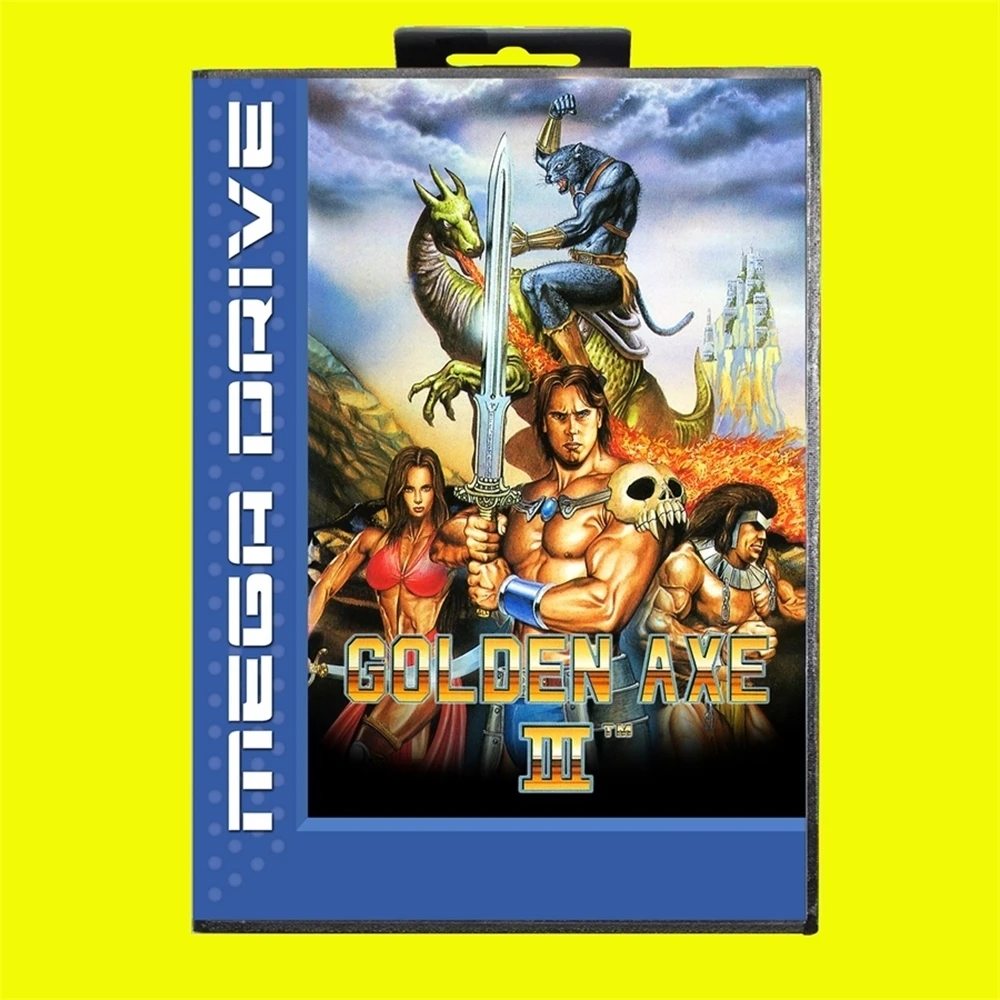 Golden Axe III Game Card 16 Bit MD Game Card With EUR Cover Retail Box For Sega MegaDrive & Genesis