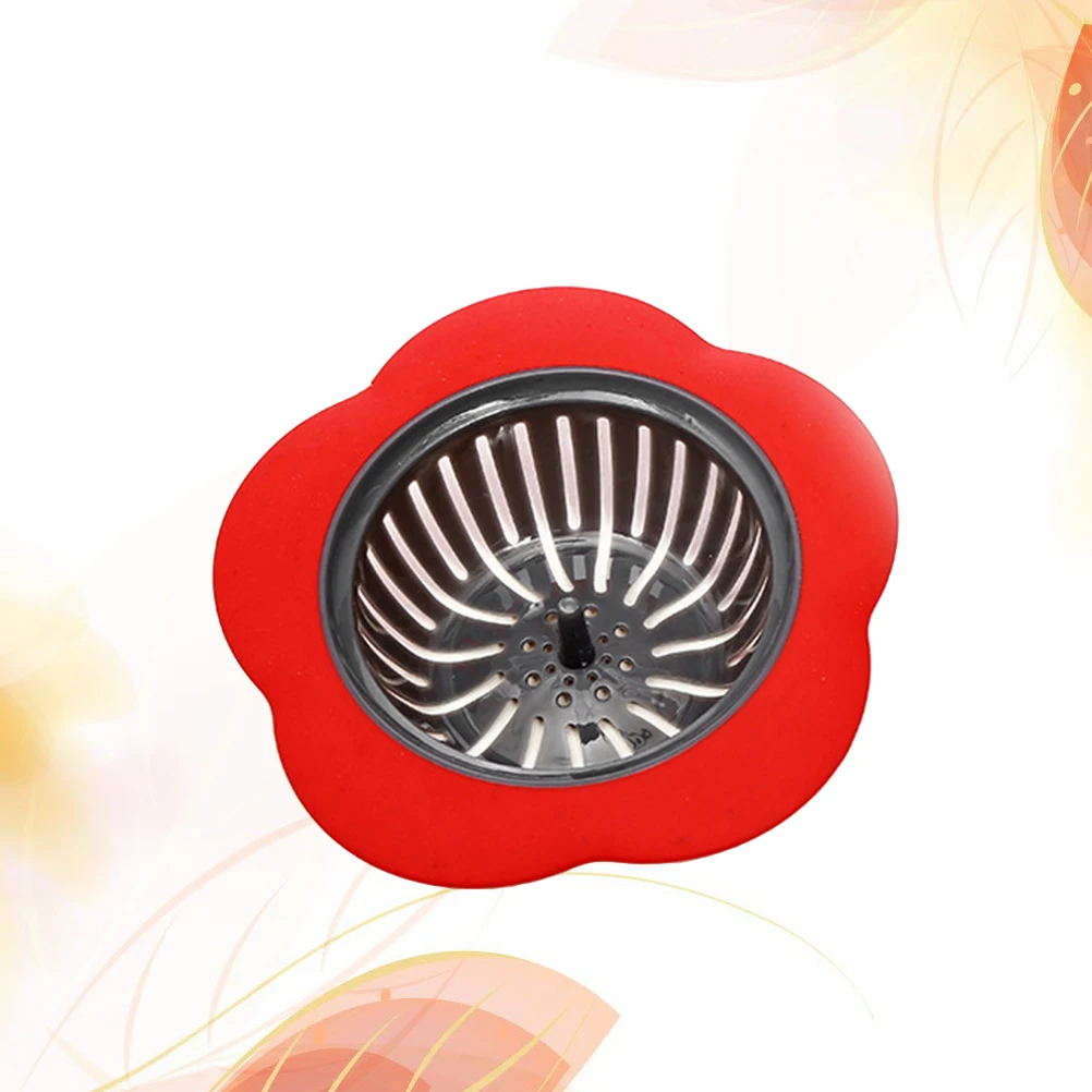 Red Flower Design Sink Strainer Premium Plastic Anti Blockage Filter for Kitchen Bathroom Sinks Garbage Disposal Drain Basket