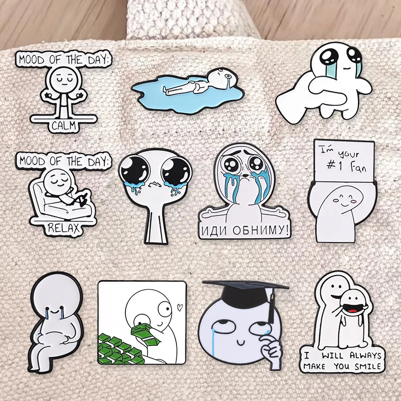 TBH Creature Meme Enamel Badges Funny Mood Expression Cartoon Pins Emotional Slogan Metal Brooches Lapel Pin Set Gift