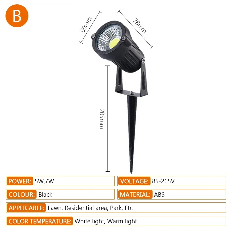Outdoor LED waterdichte gazonlamp 5w COB Huishoudelijke lange nagel tuinlamp Terras Tuinpad Landschap Decoratie Verlichting Spotlig